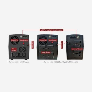 QubePos NEURO POWER CITY 800-USB UPS Back View
