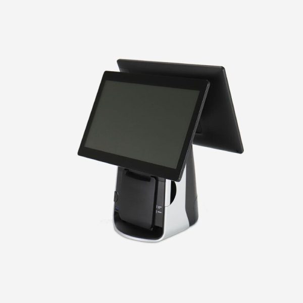 QubePos POS Terminal QubePos T80 Plus Dual Screen Touch POS Front Right Side View