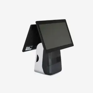 QubePos POS Terminal QubePos T80 Plus Dual Screen Touch POS Back Left Side View